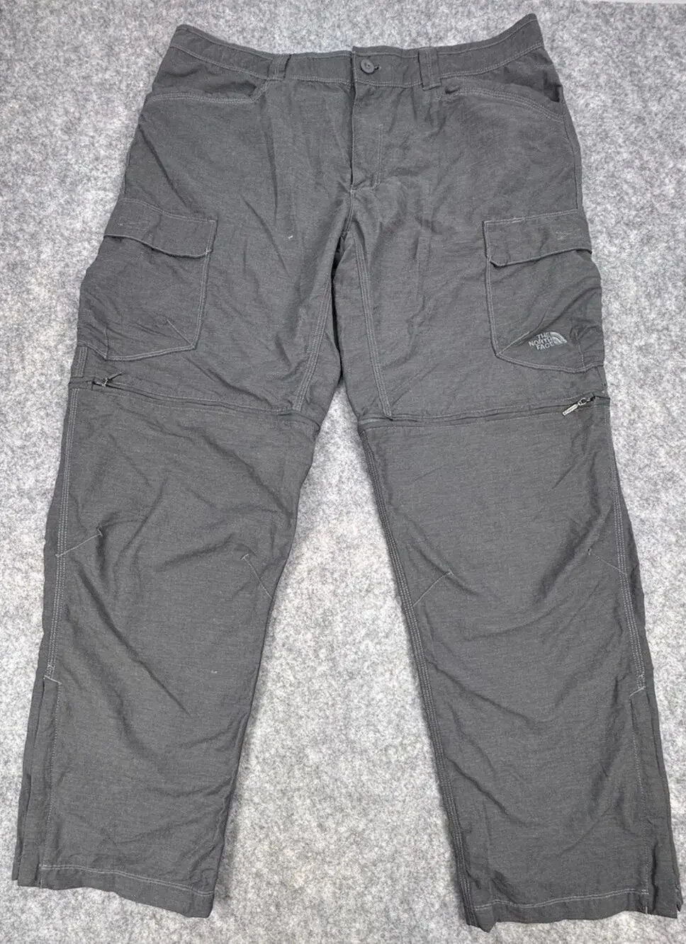 The North Face Mens Convertible Hiking Cargo Pants Grey Large Short 36